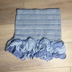 Red Carter Smocked Waist Ruffle Mini Skirt in Chambray Size M